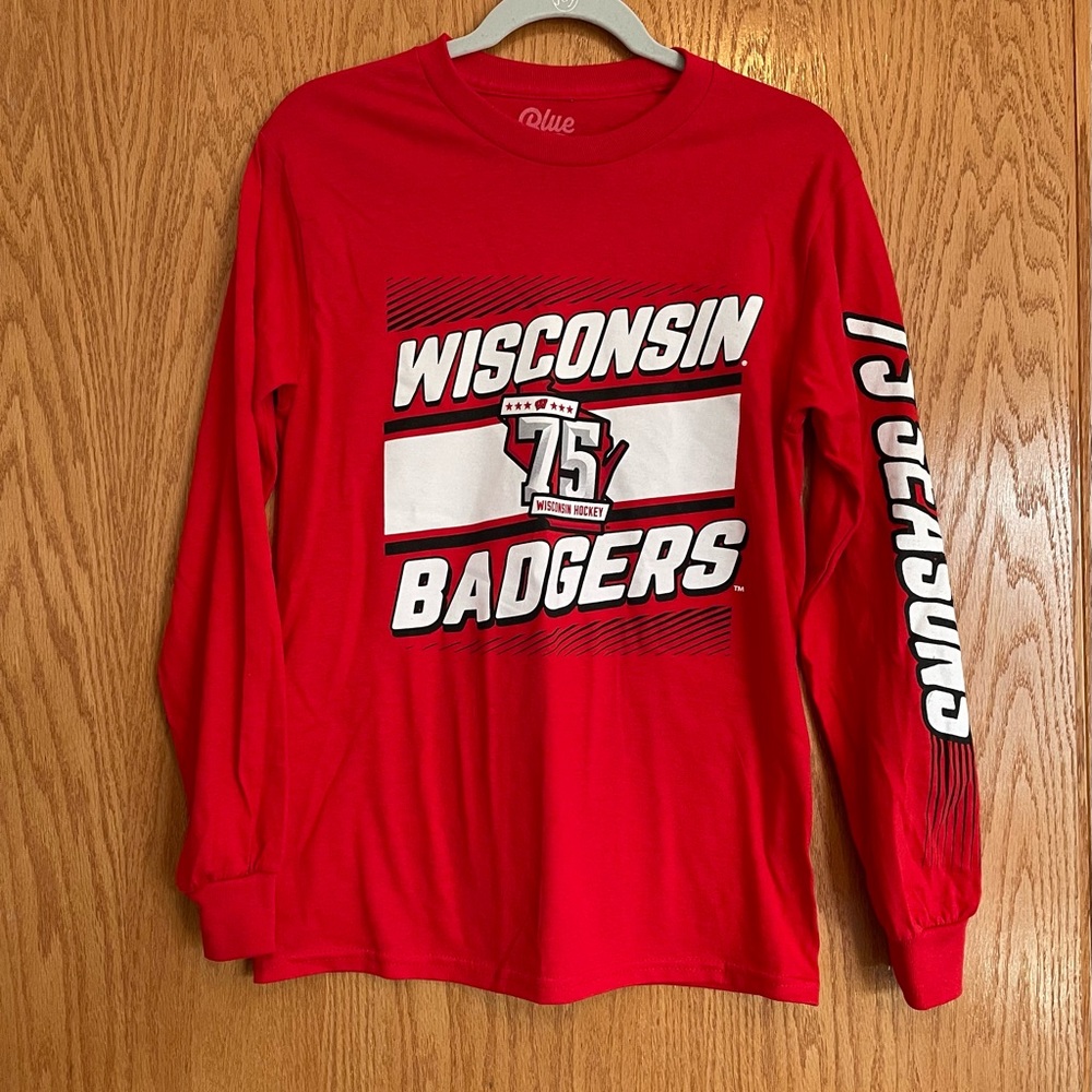 Blue 84 Red Wisconsin Badgers Hockey Long Sleeve
